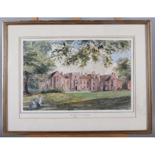 281 - A 19th century watercolour, view of the Vyne near Basingstoke, 8 1/2