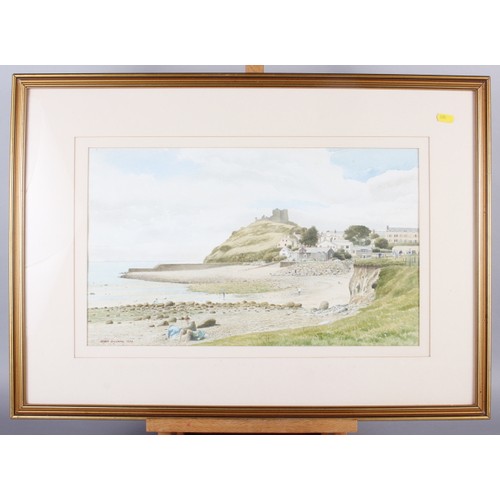 287 - Leuan Williams: two watercolour and bodycolour studies, views of Criccieth Castle, 12