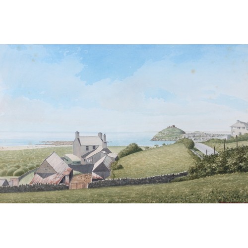 287 - Leuan Williams: two watercolour and bodycolour studies, views of Criccieth Castle, 12