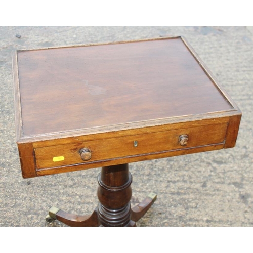 330 - A 19th century mahogany occasional table, fitted one drawer, on turned column and quadruple splay su... 