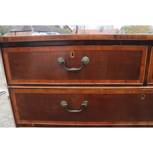 304 - An Adam revival mahogany and kingwood banded box line inlaid commode of two short and three long dra... 