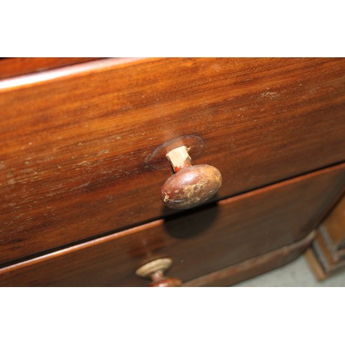 369 - A Victorian mahogany chest of two short and three long graduated drawers, on bun feet, 47