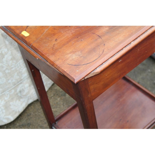 372 - A mahogany two-tier bedside table, fitted one drawer, on moulded supports, 13 1/2