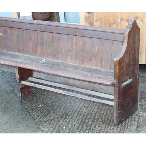 418 - A late Victorian stained pine single-ended pew, 86