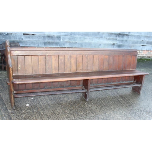 419 - A late Victorian stained pine single-ended pew, 91