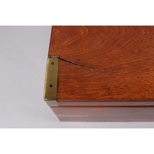 114 - A 19th century mahogany writing box with brass carrying handles, 6