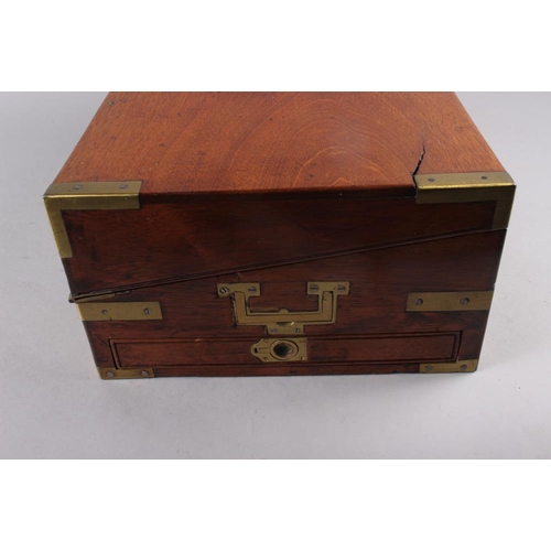 114 - A 19th century mahogany writing box with brass carrying handles, 6