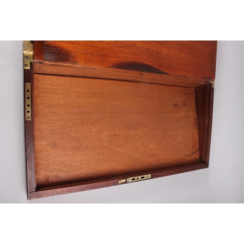 114 - A 19th century mahogany writing box with brass carrying handles, 6