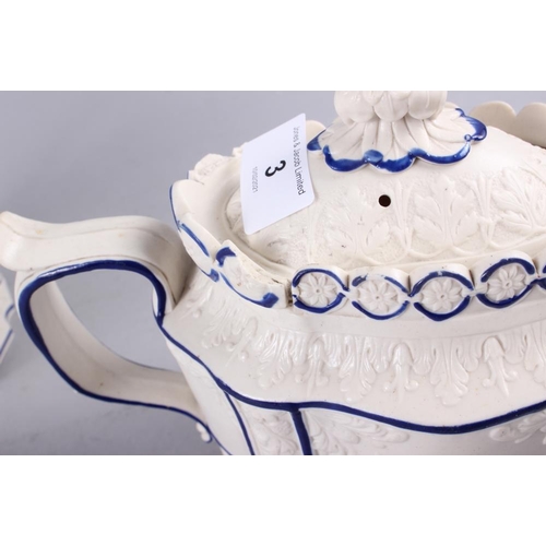 3 - A Castleford teapot with classical figure decoration, 6 1/4