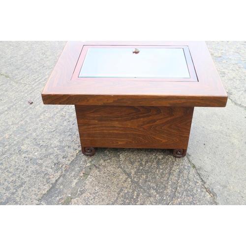 399 - A Korean brazier table/hibachi with later plate glass top, fitted two drawers, on scroll feet, 26