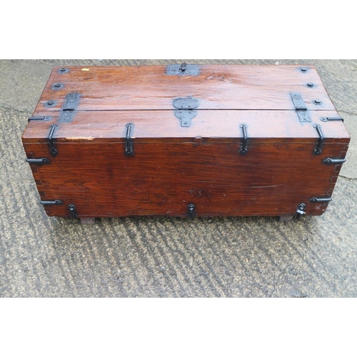 403 - A Korean pine and iron bound coffer chest, 36