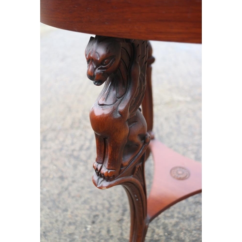 414 - A mahogany circular occasional table of Regency design, on griffin and lion paw tripod splay support... 