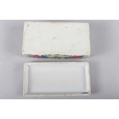 63 - A Chinese porcelain figure decorated trinket box and cover, 7 1/2