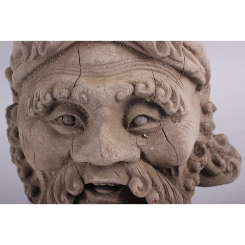 72 - A Japanese carved rootwood bust of a bearded elder, 11