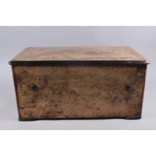 91 - A 19th century six-tune musical box with bells, in burr walnut and kingwood banded case, movement nu... 