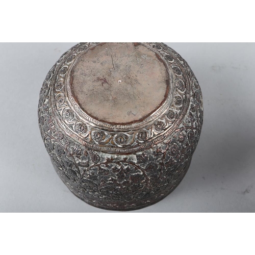 94 - A Middle Eastern engraved and silvered copper bowl, 5 1/4