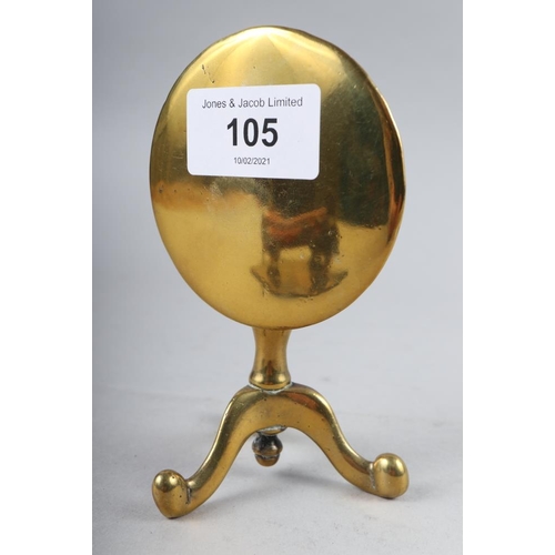 105 - A 19th century brass model of a circular tilt top occasional table, a similar brass rectangular top ... 