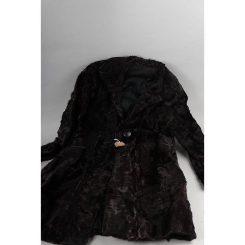 123 - A dark brown fur full length coat and a brown fur stole