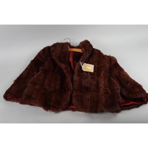 123 - A dark brown fur full length coat and a brown fur stole