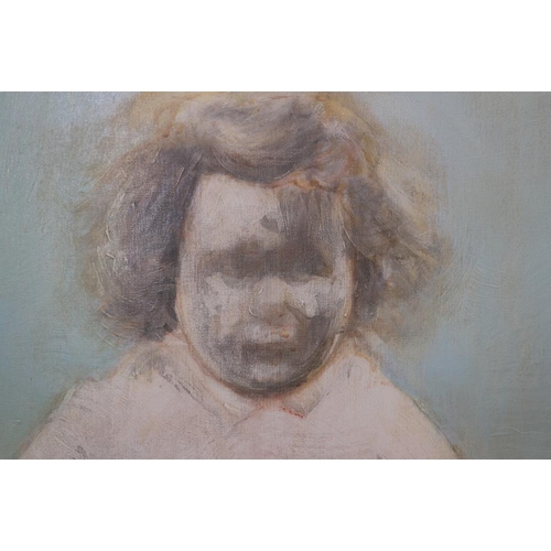 242 - Penfold?: oil on canvas, study of a wartime child, 65