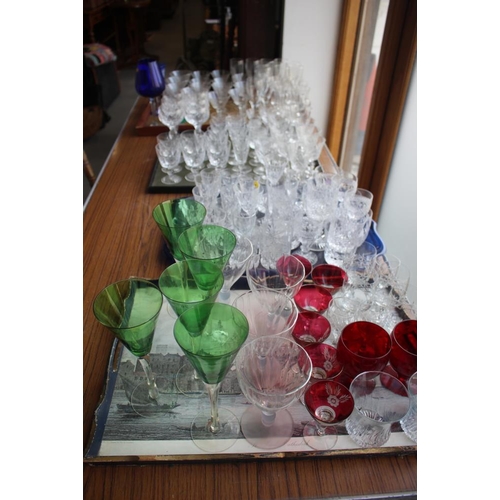 26 - A Stuart Crystal part table service, and a quantity of other glassware, including coloured glass win... 