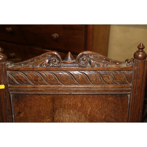 339 - A late 17th century oak wainscot chair with panel seat, on turned and stretchered supports, 20