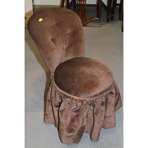 408 - A child's bentwood and padded side chair, upholstered in a brown corded fabric