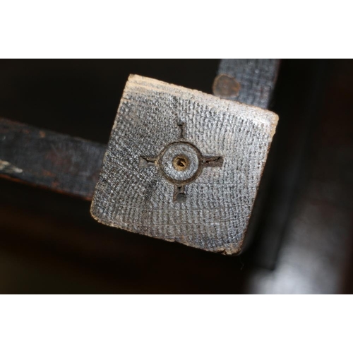 409 - An oak joint stool of 17th century design, on turned and stretchered supports, 17 3/4