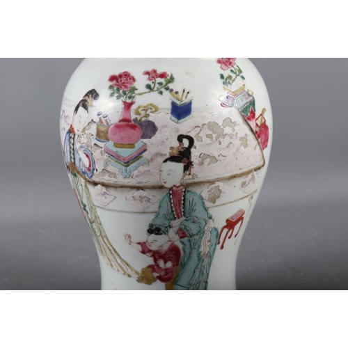 104 - A 19th century Chinese porcelain vase, decorated in polychrome enamels with numerous figures, blue r... 