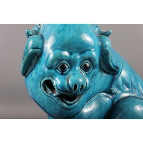 106 - A Chinese porcelain turquoise glazed model of a zodiac beast, 9 3/4