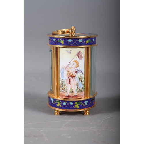 138 - A late 20th century Elliot & Son miniature carriage clock with cloisonne enamel borders, side panels... 