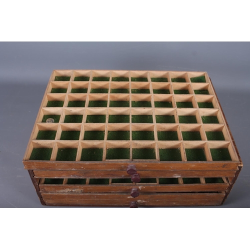 168 - A collector's pine coin box, fitted four drawers, 14 1/4