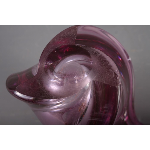 21 - A Val St Lambert pink and clear glass shaped vase, 11