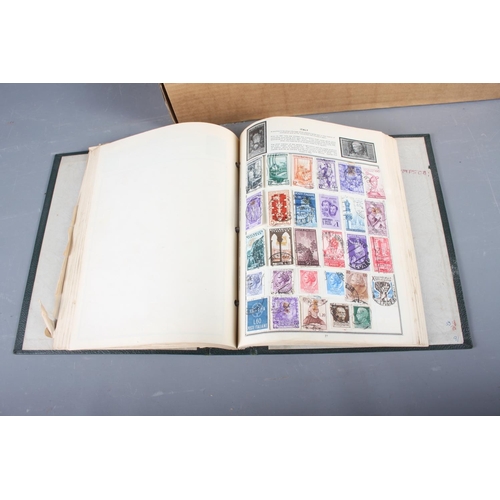 284 - An Ajax stamp album, containing stamps from around the world, a box, containing a quantity of loose ... 