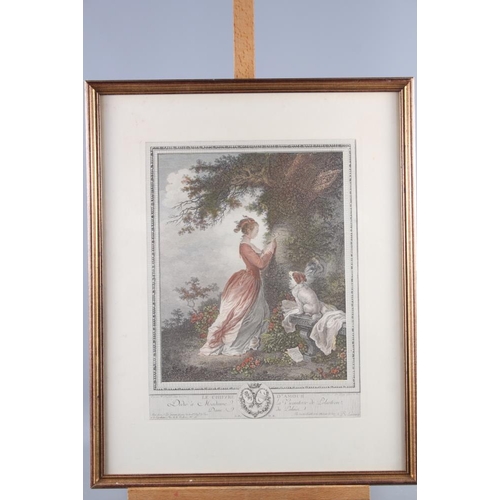 337 - A copy of an 18th century French coloured print, 