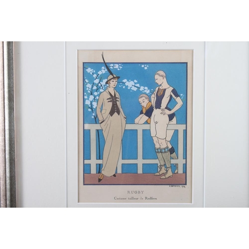 356 - Two early 20th century silhouettes of early 19th and 20th century fashion, in Hogarth frames, a C Ba... 