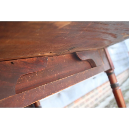 431 - An early 19th century mahogany and ebony strung Pembroke table, fitted one drawer, on slender turned... 