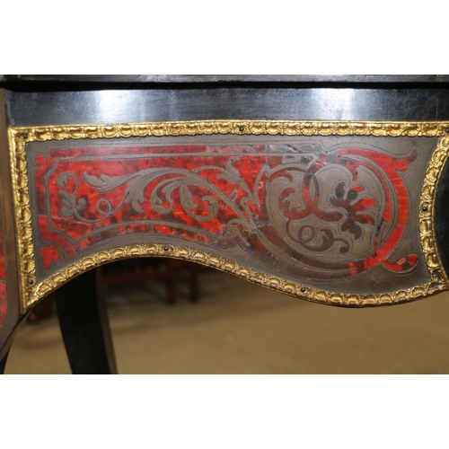 439 - A 19th century Boulle work serpentine front fold-over top card table with gilt brass mounts, on cabr... 