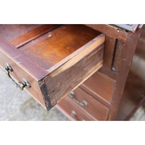 518 - A mahogany and banded fall front bureau with fitted interior over four long drawers, on bracket feet... 