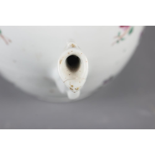 113 - A Chinese export porcelain famille rose teapot with floral decoration, 6 1/2