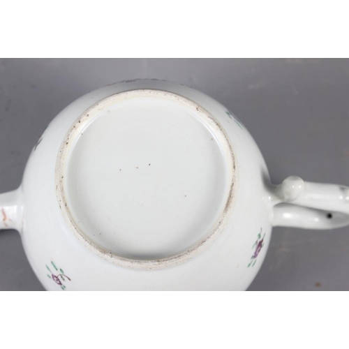 113 - A Chinese export porcelain famille rose teapot with floral decoration, 6 1/2