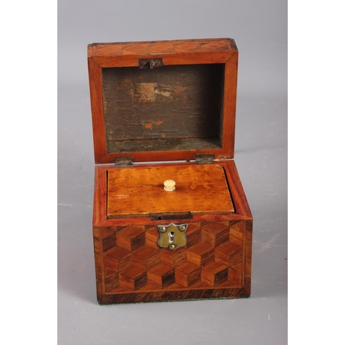 172 - A 19th century kingwood, rosewood and parquetry tea caddy, 5