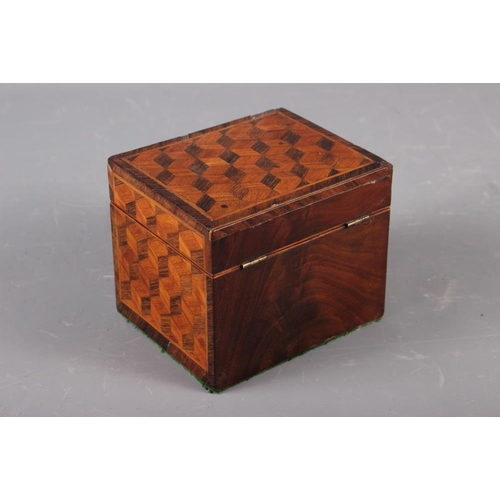 172 - A 19th century kingwood, rosewood and parquetry tea caddy, 5