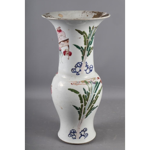 104 - A 19th century Chinese porcelain vase, decorated in polychrome enamels with numerous figures, blue r... 