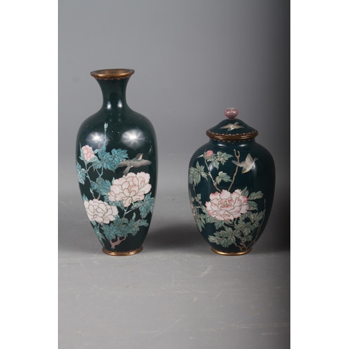 117 - A Japanese cloisonne hexagonal-shaped baluster vase with floral decoration, 9 1/2