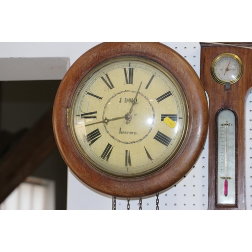 128 - A late 19th century mahogany circular dial wall clock with painted dial by J Dodd Inverness, dial 9