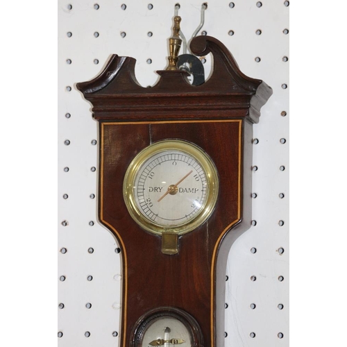 130 - An A Stopani mahogany cased banjo barometer, thermometer and clock, 38