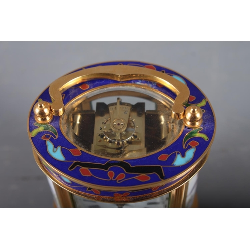 138 - A late 20th century Elliot & Son miniature carriage clock with cloisonne enamel borders, side panels... 