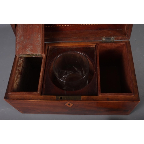 165 - An early 20th century mahogany and banded tea caddy, 10 1/4