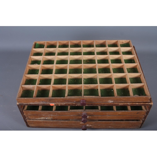 168 - A collector's pine coin box, fitted four drawers, 14 1/4